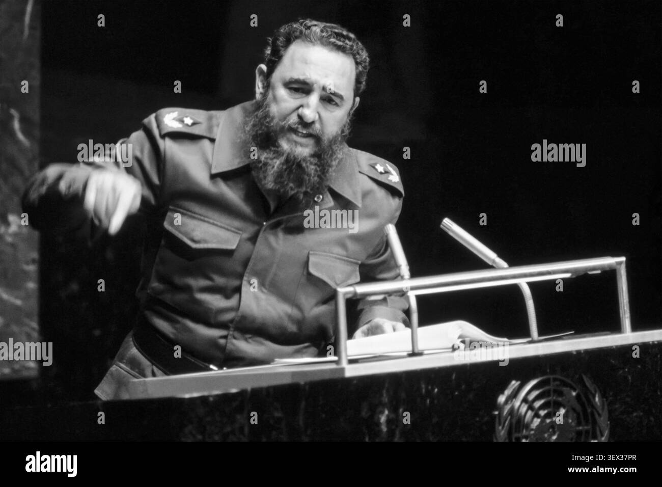 Der kubanische Präsident Fidel Castro sprach am 12. Oktober 1979 vor der Generalversammlung der Vereinten Nationen in New York. (USA) Stockfoto