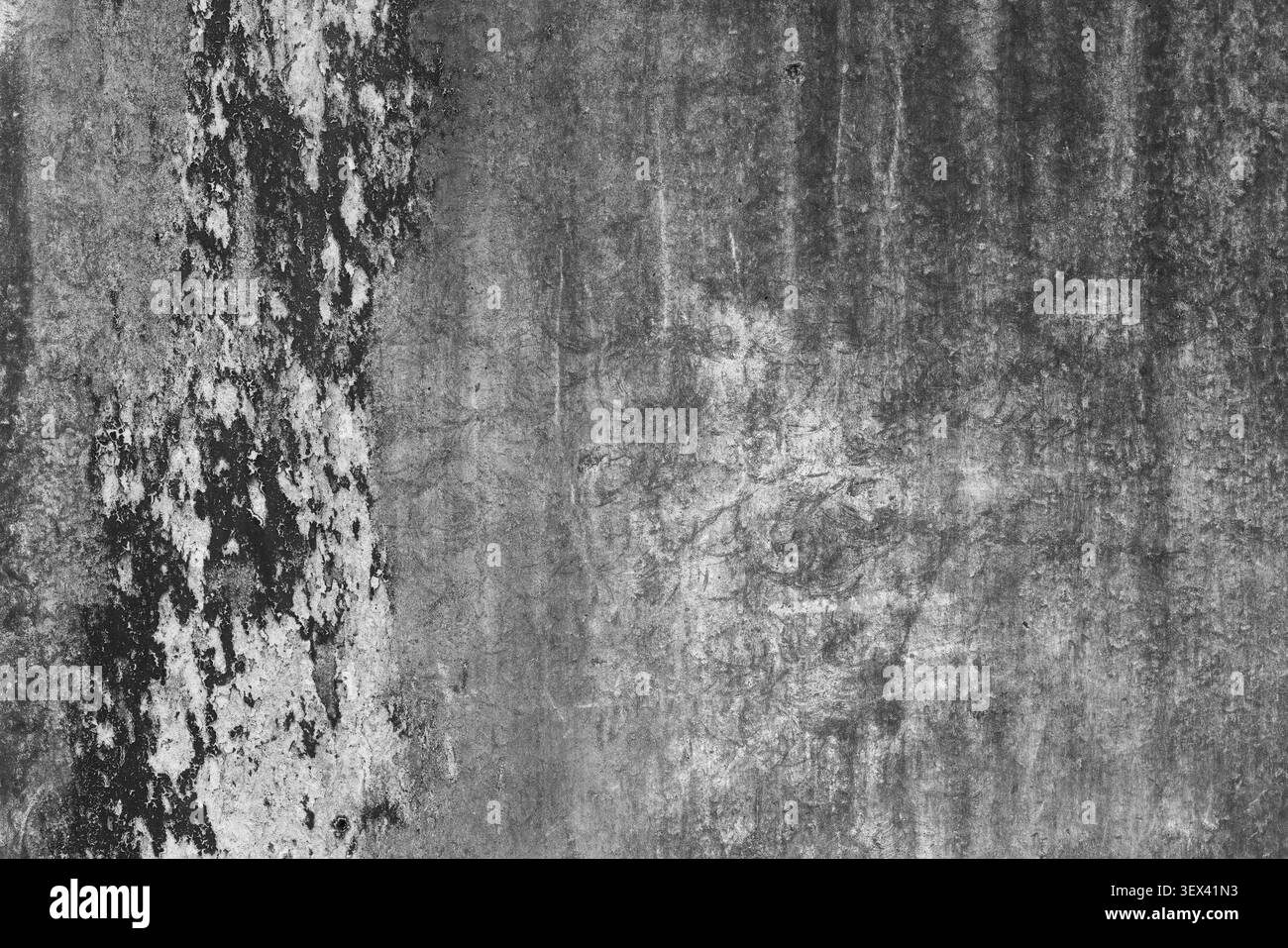 Alte verwitterte Betonwand, Grunge-Zementstruktur mit Schimmelflecken und Feuchtigkeitsschäden Hintergrund, Grunge-Oberflächenmuster, alte Betonwand, Feuchtigkeit I Stockfoto
