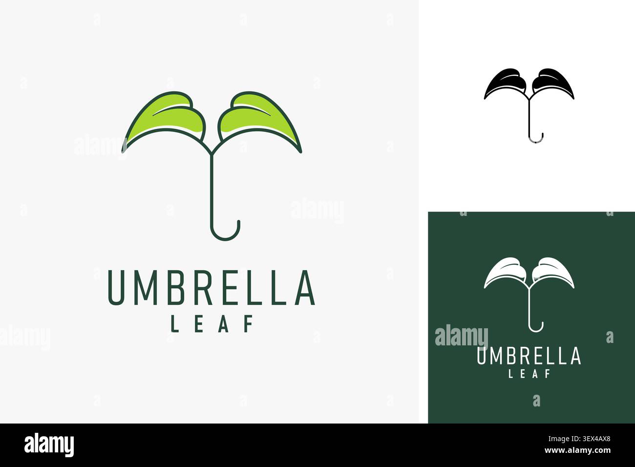 Logo-Symbol mit Regenschirm-Blatt-Logo Stock Vektor