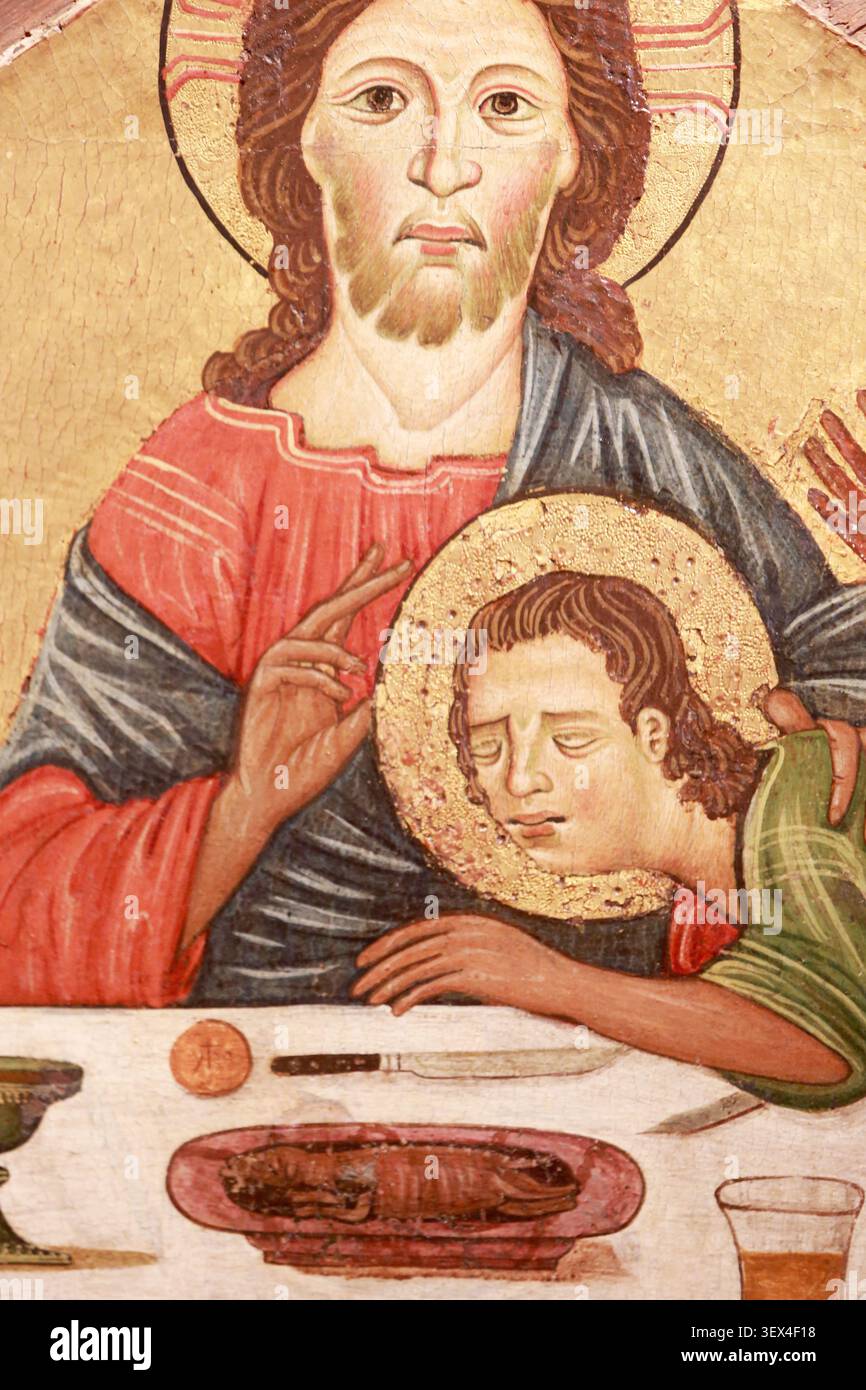 La Cène. Attribué à l'Atelier du Maître de la Madeleine. Florenz. Troisième quart du XIII me siècle. D 152. Dépôt du Musée du Louvre (1976). Exposit Stockfoto