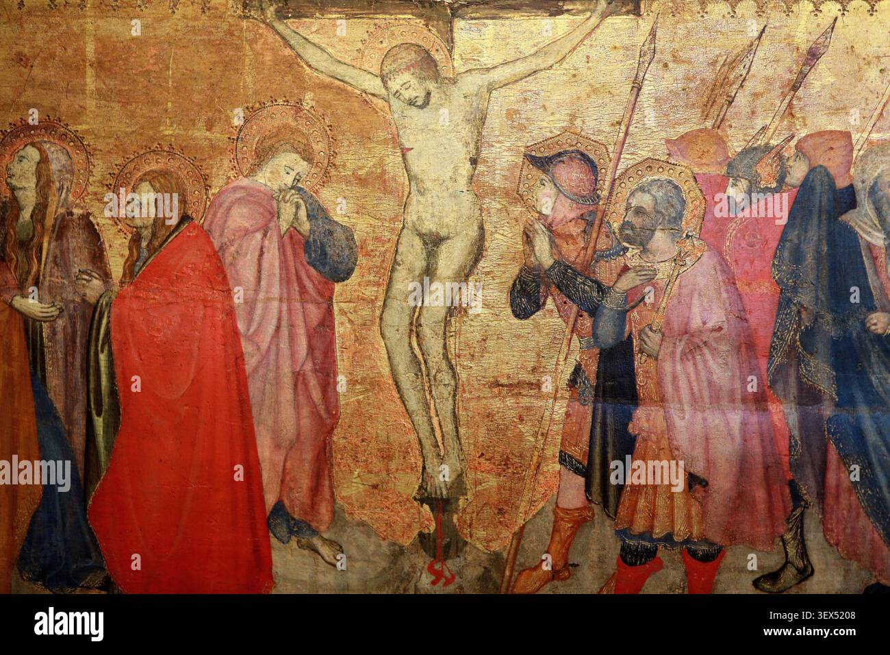 La Crucifixion. Attribué à Grégorio di Cecco (di Cecco). Sienne. Connu de 1418 à 1423. D 11. Dépôt du Musée du Louvre (1976). Exposition. Musée du PET Stockfoto