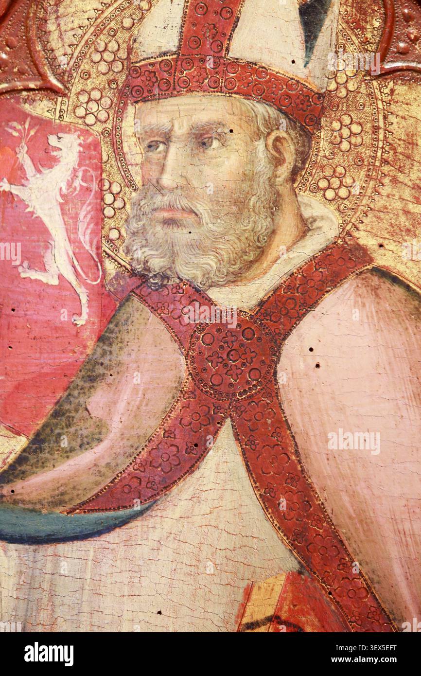 Saint-Costanzo (?). Attribué à Andrea di Bartolo. Sienne. Connu depuis 1389. Mort en 1428. Fils de Bartolo di Fredi. D 14. Dépôt du Musée du Louvre (1 Stockfoto