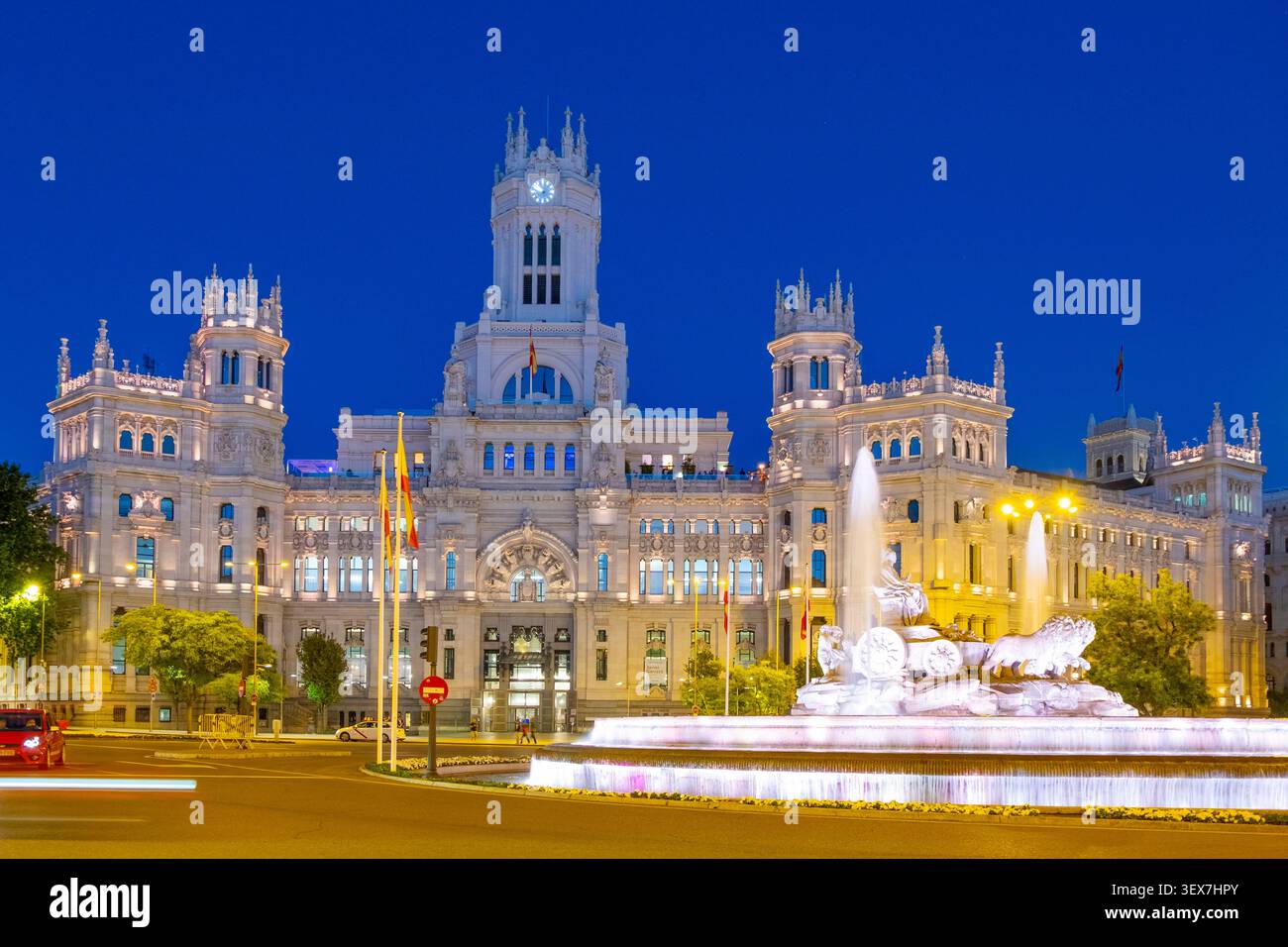 Spanien, Madrid, Cibeles-Platz und Brunnen (Plaza Cibeles), Madrids Rathaus Stockfoto