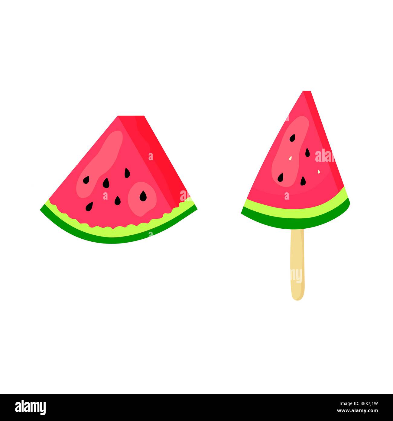 Isolierte Wassermelone Dreieck-Scheiben Illustration für Sommer. Stock Vektor