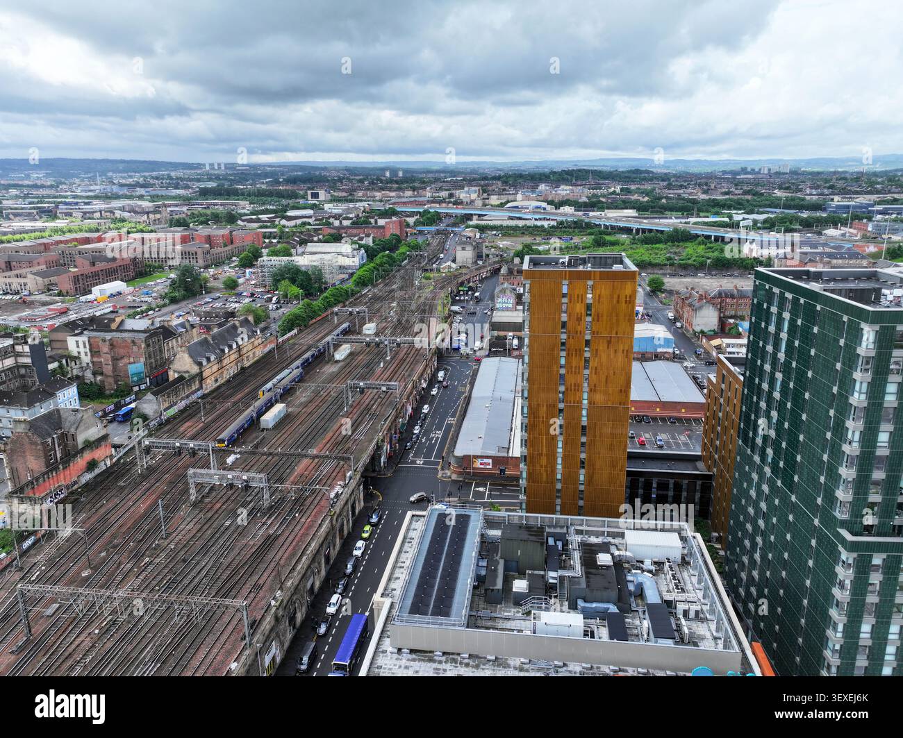 Luftbild vom Stadtzentrum von Glasgow in Schottland, UK Stockfoto