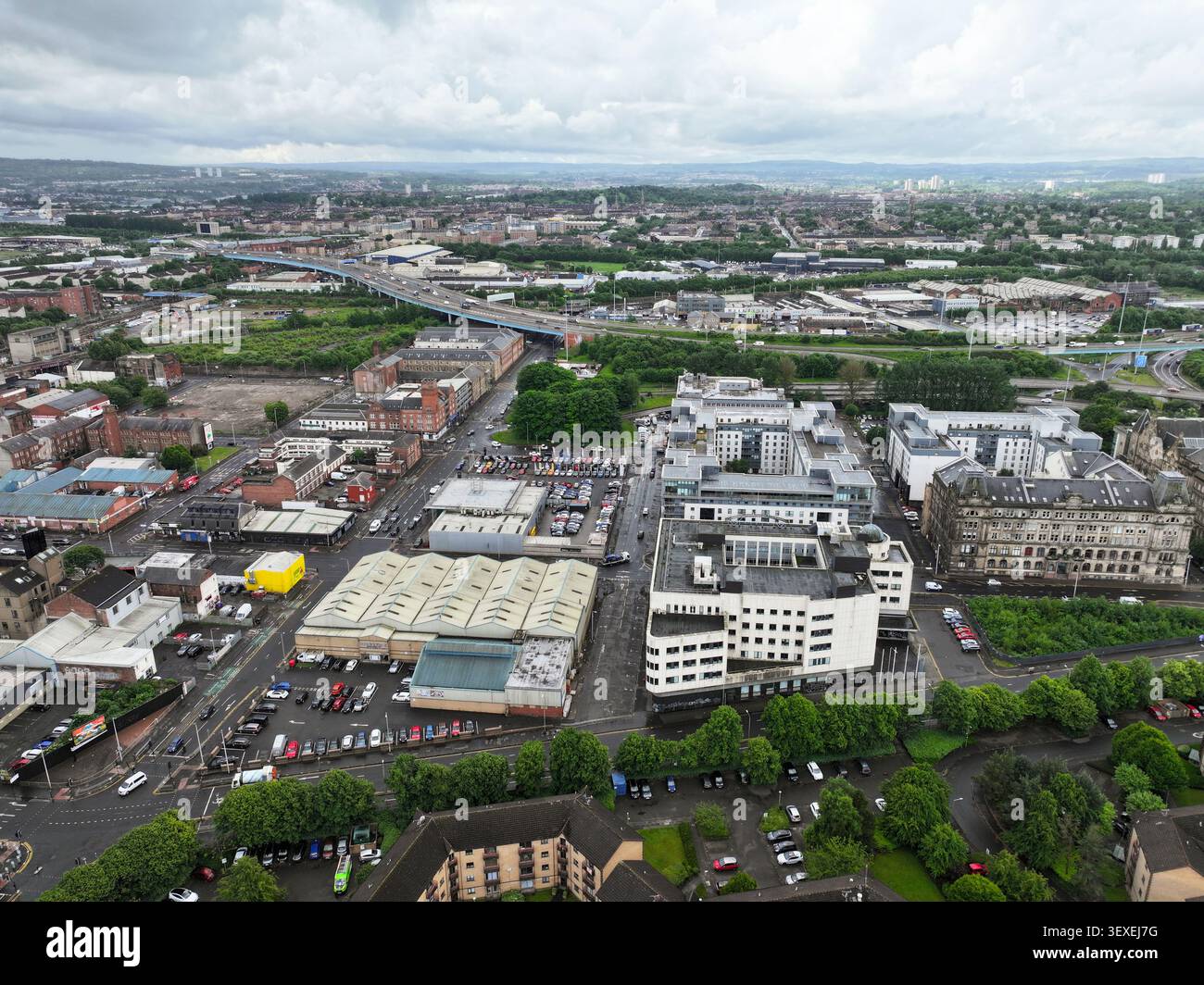 Luftbild vom Stadtzentrum von Glasgow in Schottland, UK Stockfoto