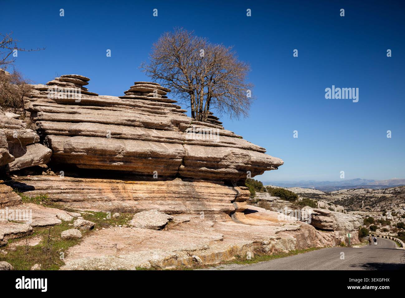Landschaft des El Torcal de Antequera Gebirges. Spanien, Andalusien, Provinz Malaga Stockfoto