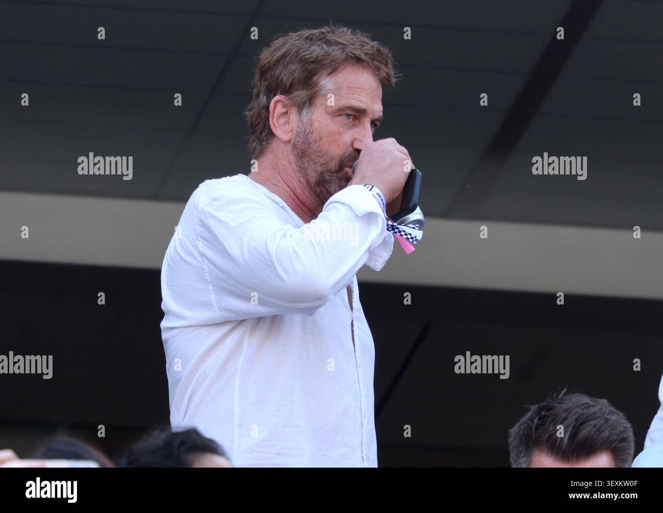 New York City, Usa. 30. Juni 2026. Gerard Butler nimmt am 30. Juni 2026 am FIFA-WM-Spiel zwischen Frankreich und Schweden im New York New Jersey Stadiun Teil. Foto: Charles Guerin/ABACAPRESS.COM Credit: Abaca Press/Alamy Live News Stockfoto