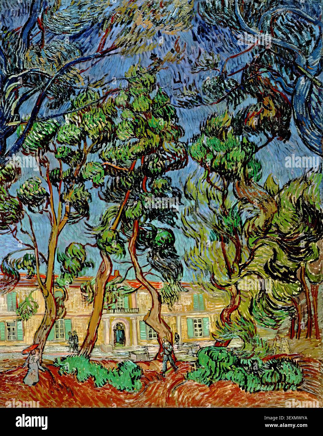 Bäume im Garten des Asylums (1889) von Vincent van Gogh | ArchiVerse Stockfoto
