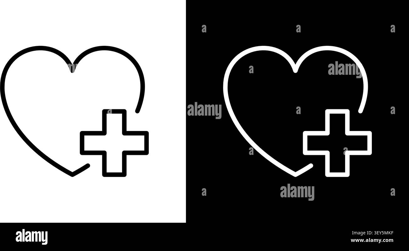 Herz Mit Medizinischem Kreuz-Symbol-Set. Sammlung Von Symbolen Für Gesundheitsfürsorge, Medizinische Hilfe Und Gesundheitsfürsorge. Gesundheits- Und Wellness-Promotion Stock Vektor