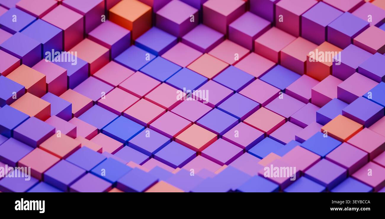 Abstrakter Hintergrund mit farbenfrohem 3D-Würfelmuster Stockfoto