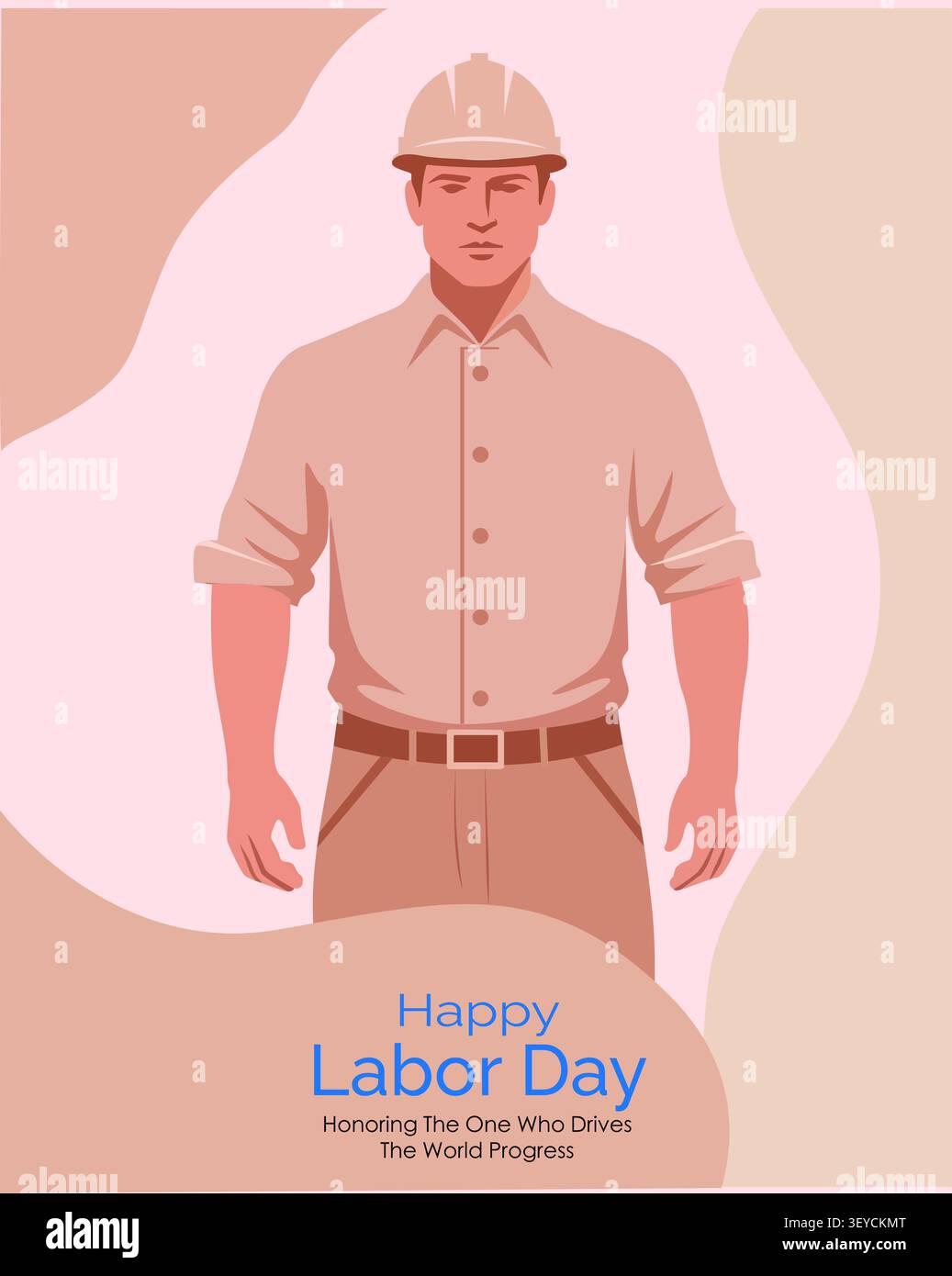 Happy Labor Day Construction Worker Poster (Happy Labor Day Stock Vektor