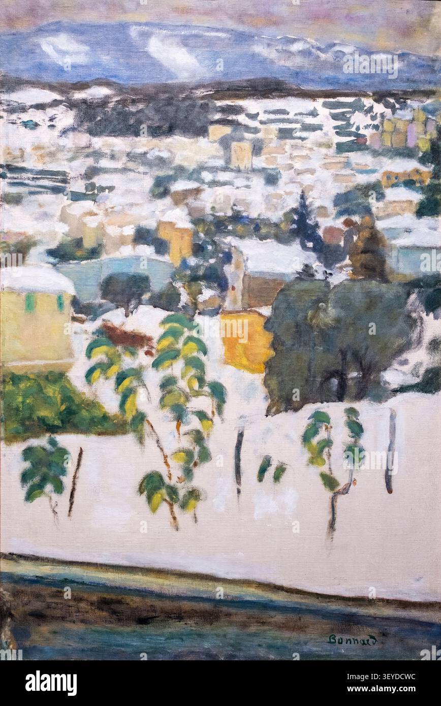 Pierre Bonnard (1867-1947) Einfluss des Schnees, (Le Cannet im Schnee), 19027. Öl auf Leinwand. Stockfoto