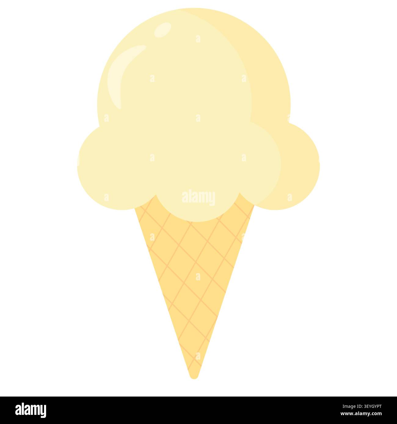 Hellgelbe Pastell-Eiskegel isoliert auf weiß. Perfekt für Themen mit Zitronengeschmack und fröhliche Sommermotive. Flache Vektorgrafik Stock Vektor