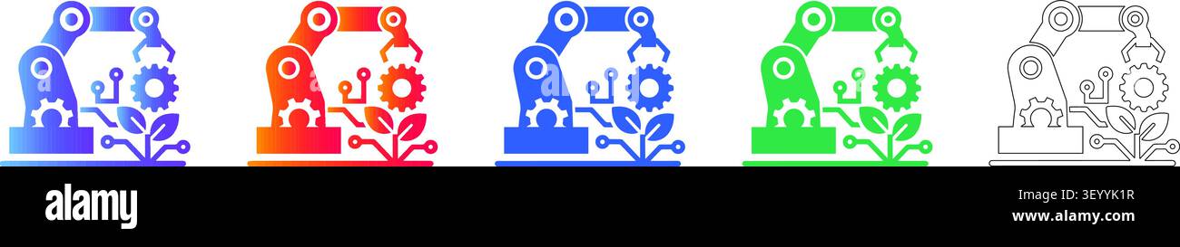 Industrielle Roboterarmherstellung Icons vol 26337 Stock Vektor
