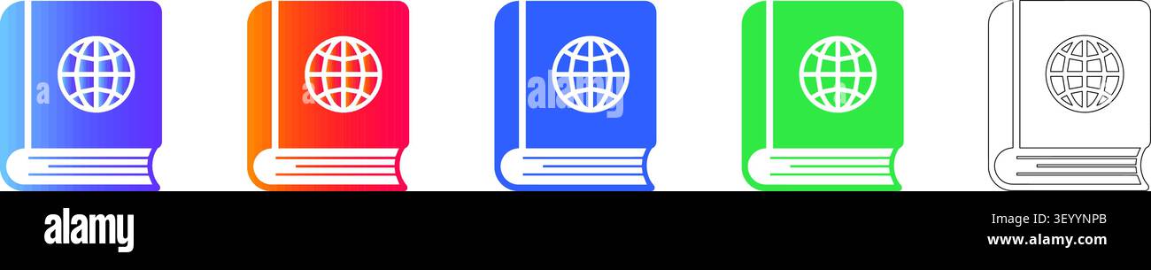 World Atlas Book Icons in Gradient and Outline Styles Band 26770 Stock Vektor