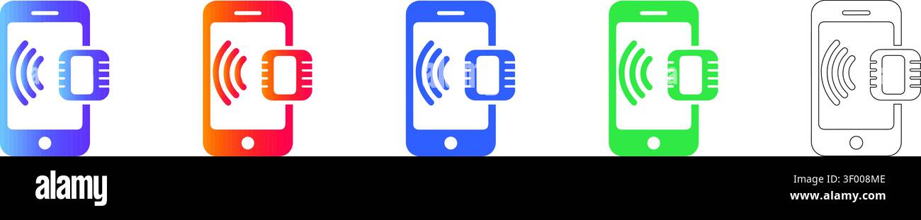 Mobile NFC Payment and Chip Icons vol 28718 Stock Vektor