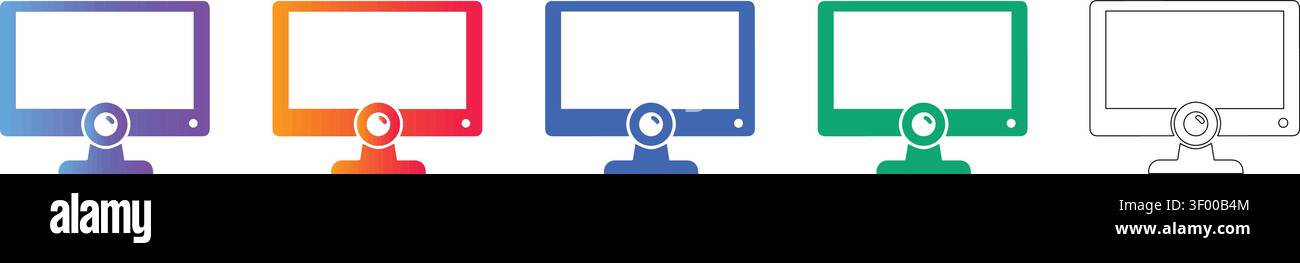 Desktop Computer Webcam Symbolsatz vol 29126 Stock Vektor