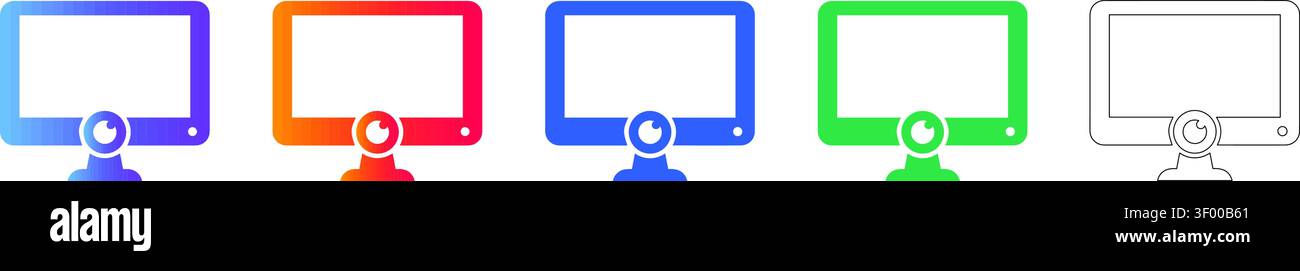 Computer Webcam Videokonferenz Symbolsatz vol 29124 Stock Vektor