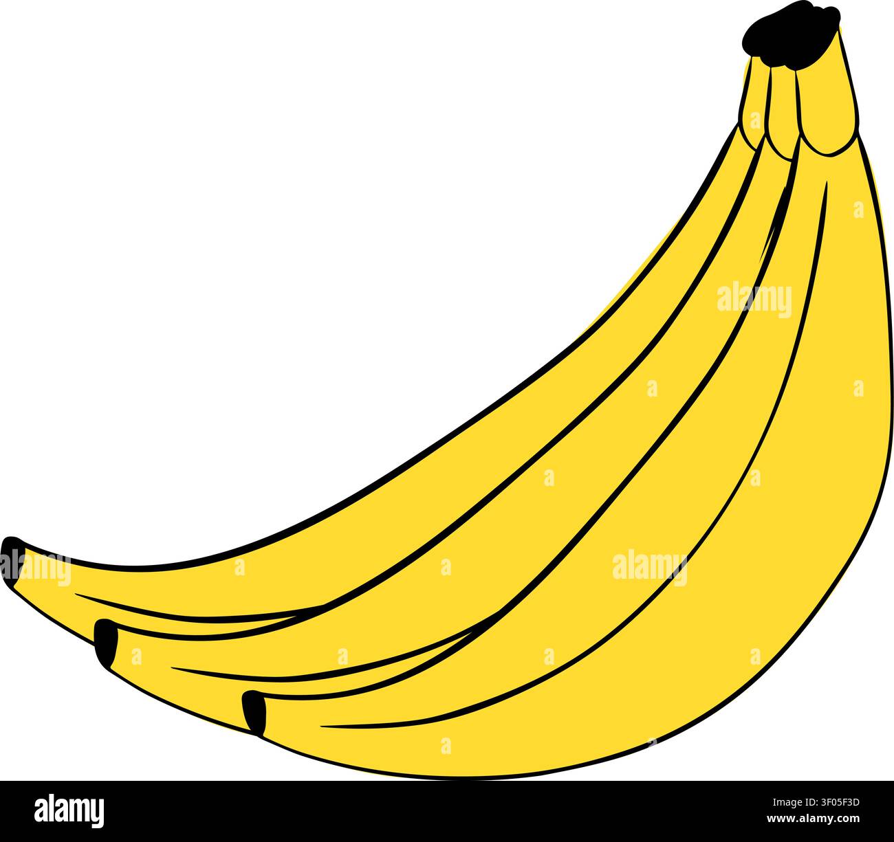 Bananenbunch Schulkomposition farbige handgezeichnete Illustration. Vektor-Grafik-Linie Tinte Kunst. Drei Früchte für Lebensmittel und Lebensmittel Branding für Paket, Stock Vektor
