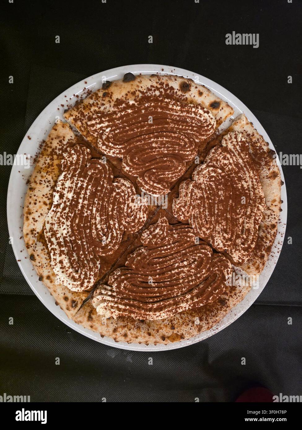 Ein Pizza-Tiramisu-Süßkuchen italienisch gemacht Stockfoto