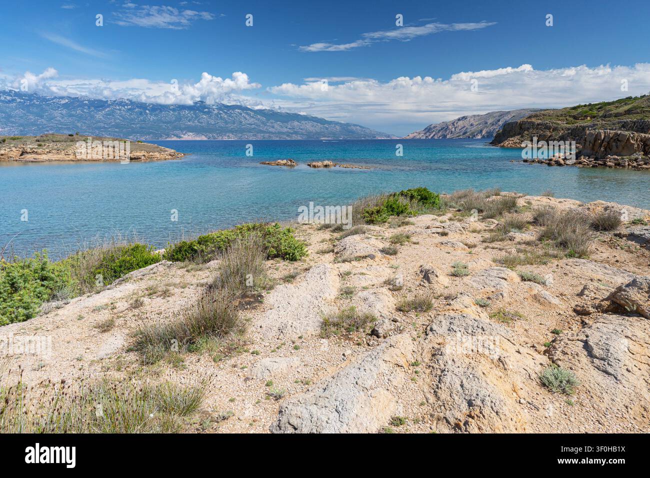 Rab Beach Panorama Stockfoto