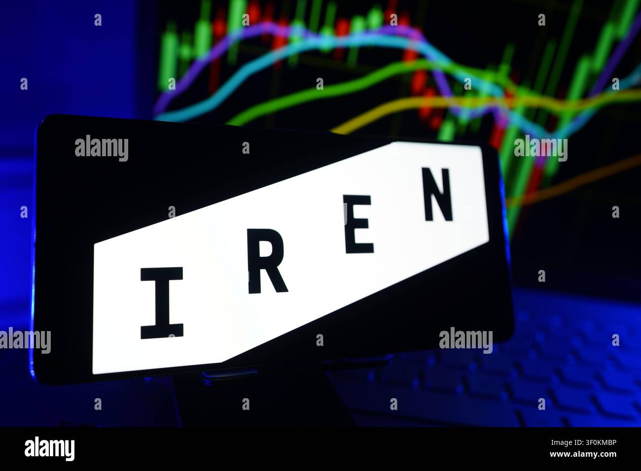 IREN Renewable Energy and Data Center Company bietet Bitcoin-Mining und künstliche Intelligenz-Cloud-Infrastruktur an Stockfoto
