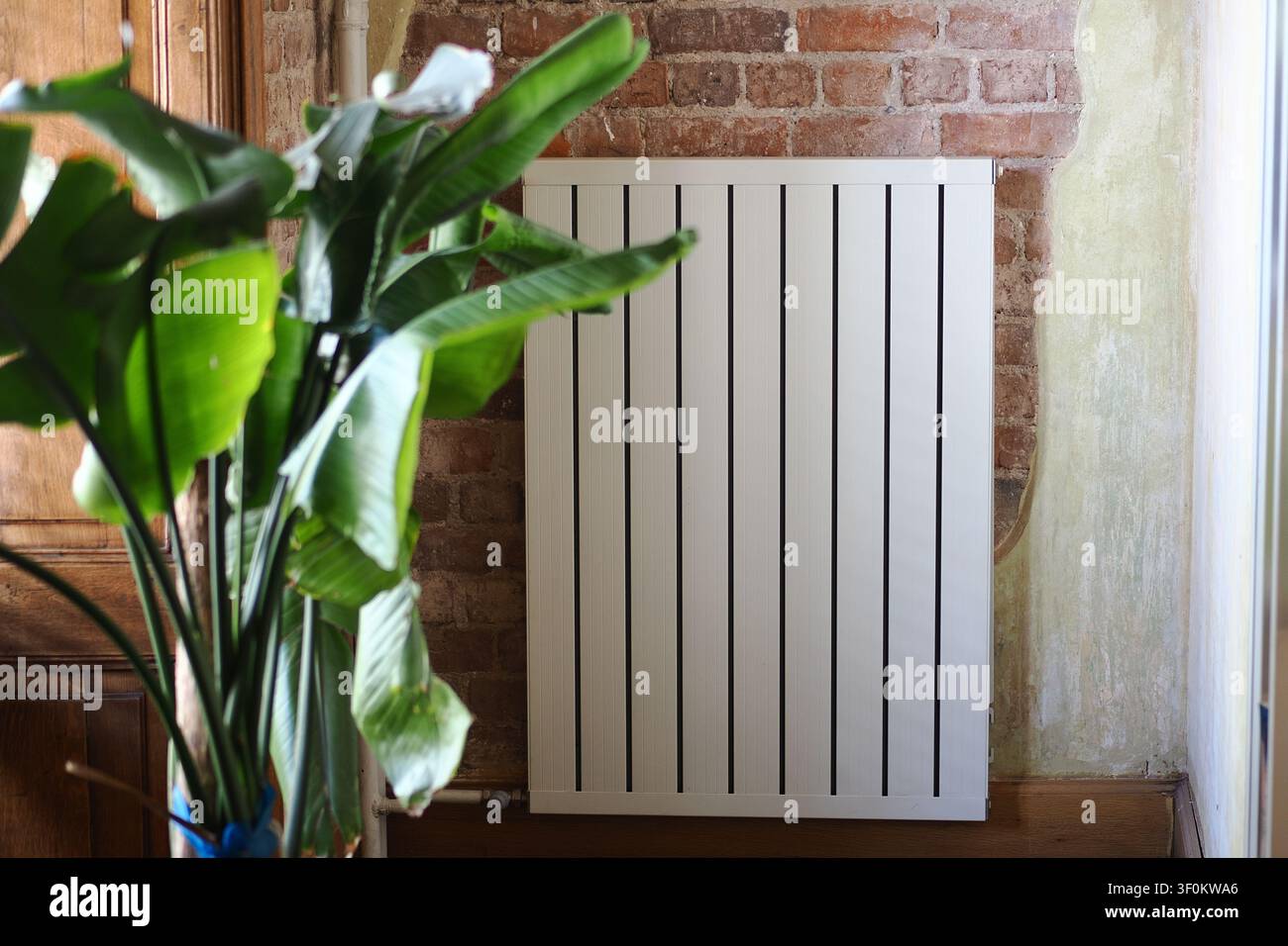Stylischer Heizkörper verleiht gemütlichem Innendesign Wärme Stockfoto