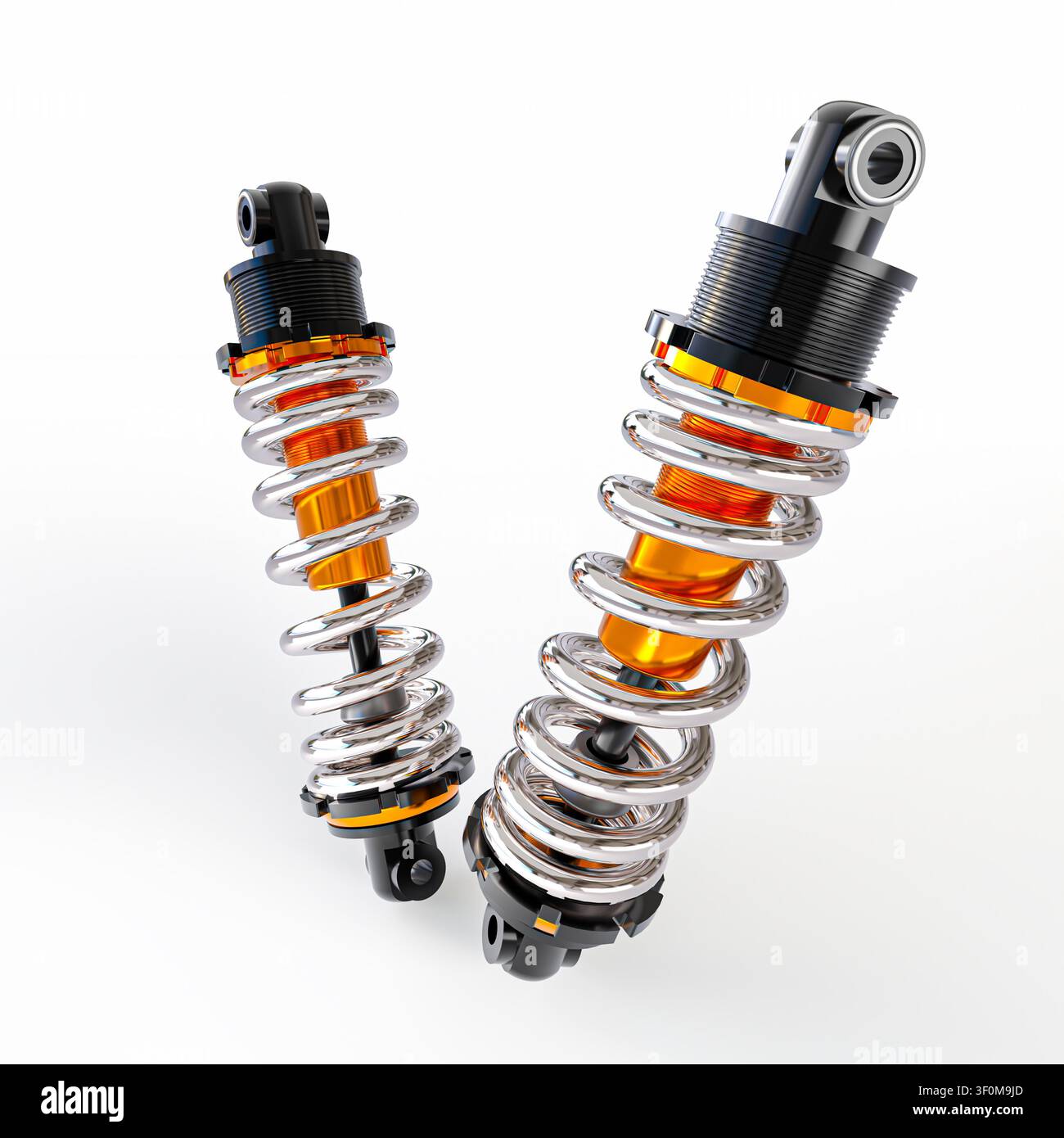 orange und silberne Stoßdämpfer 3d Stockfoto