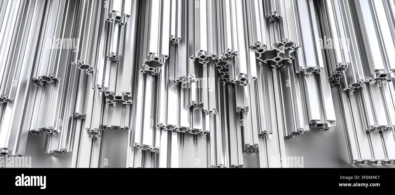 3D-Aluminium-T-Nut-Extrusionshintergrund Stockfoto