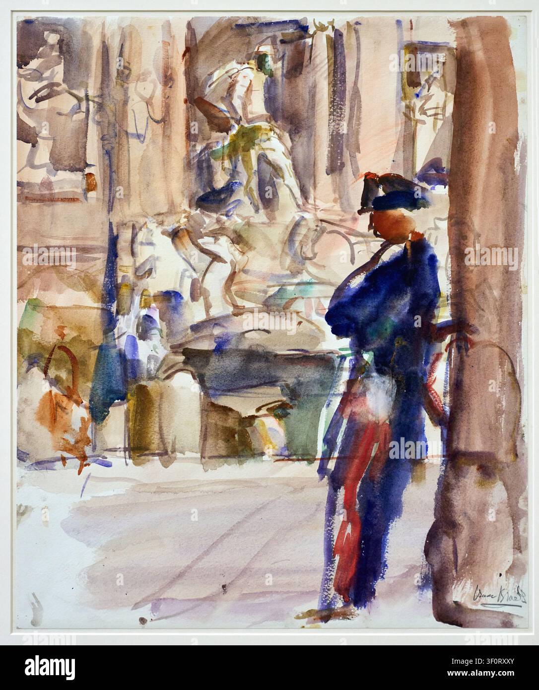 Trevi-Brunnen, Rom, Blick auf die zentrale Nische mit der Statue des Meeresgottes Oceanus, 1923-1928, Aquarell auf Papier, Isaac Israels (Amsterdam 1865 - Den Haag 1934). Stockfoto