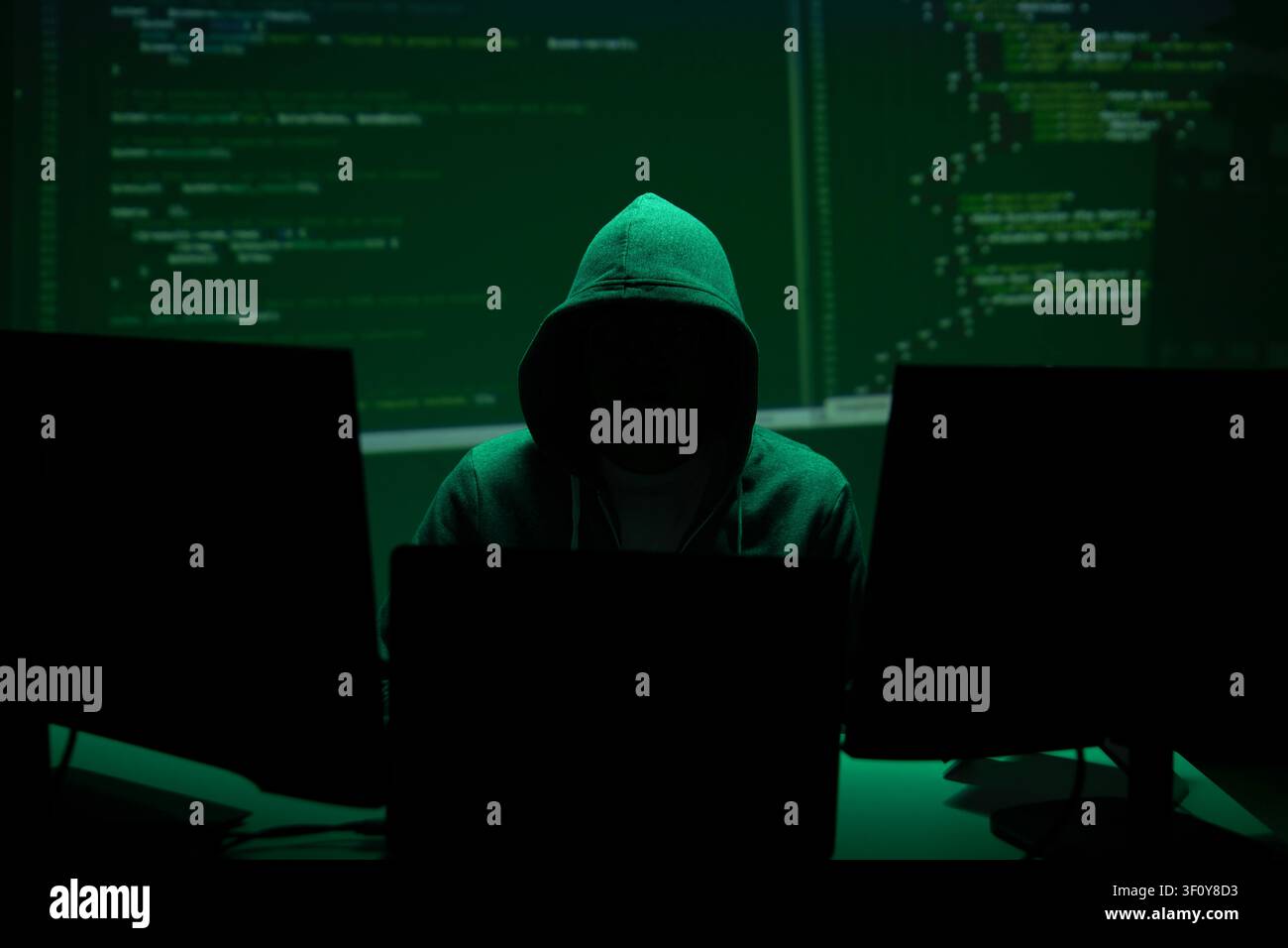Cybersecurity-Bedrohung durch anonymen Hackerangriff Stockfoto