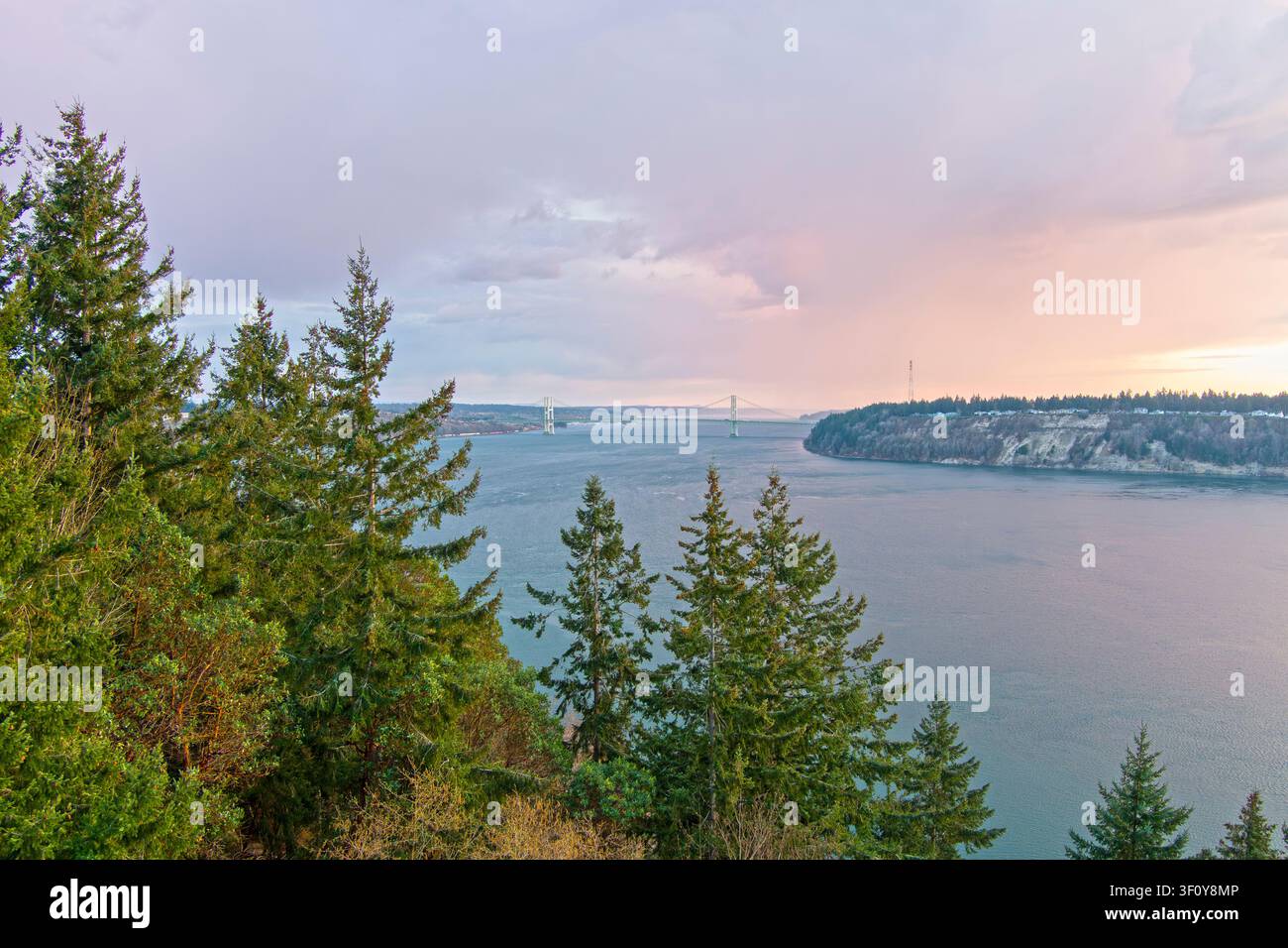 Luftbild der Tacoma Narrows Stockfoto