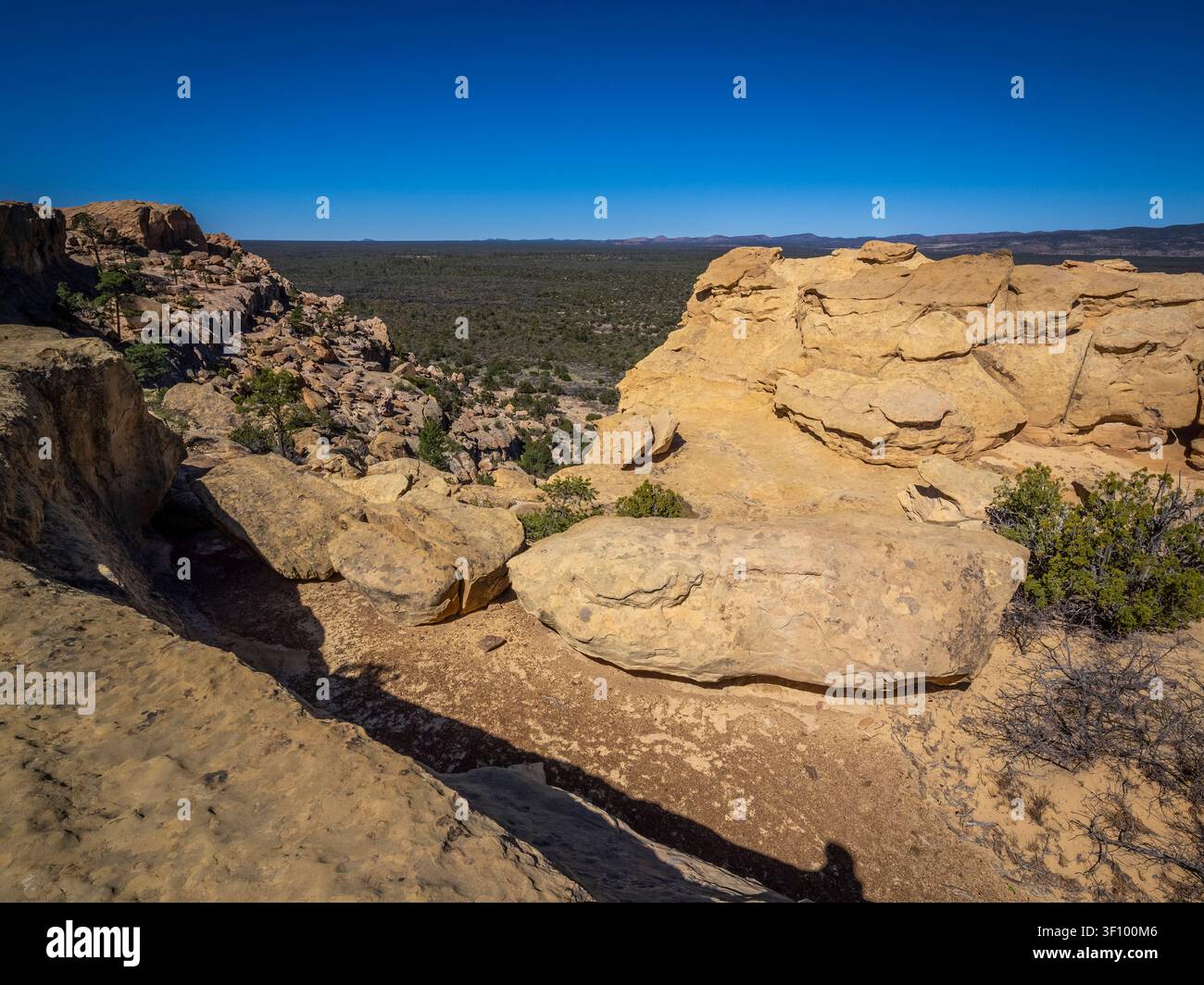 Sandstein-Klippen-Gebiet des El Malpais National Monuments in der Nähe der Stadt Grants in Neew Mexico im Südwesten der Vereinigten Staaten. Stockfoto