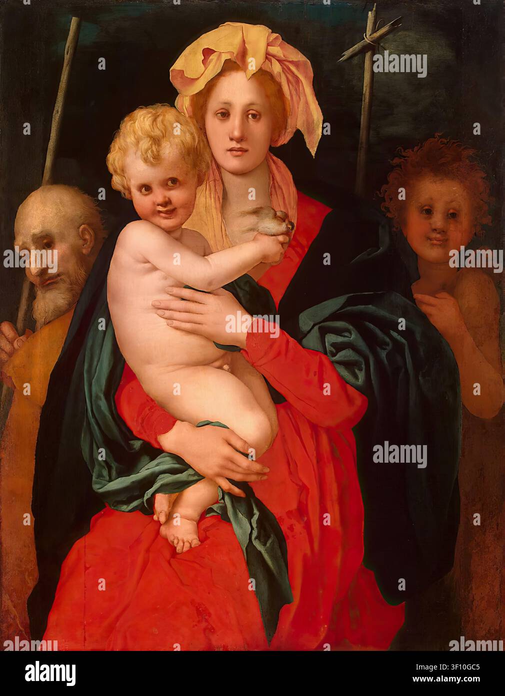 Die Jungfrau und das Kind mit dem heiligen Joseph und dem heiligen Johannes dem Täufer, 1522. Stockfoto