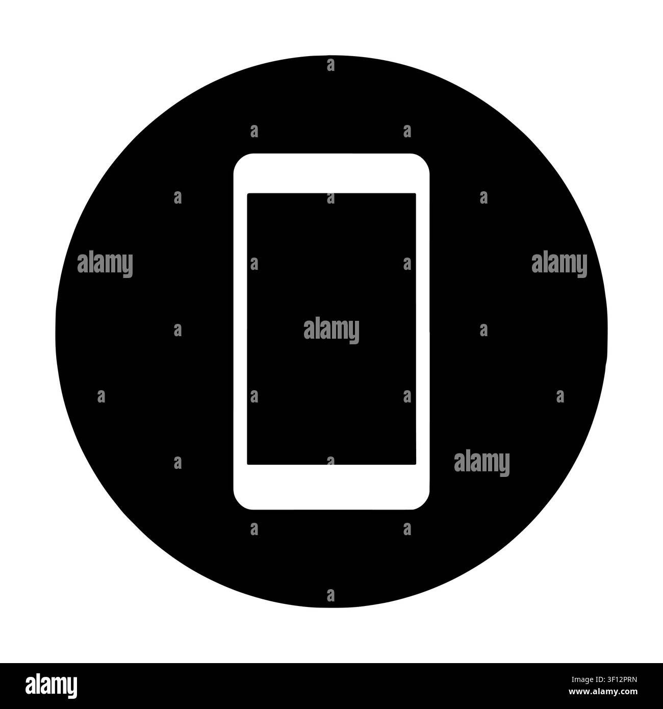 Einfaches, monochromes Mobiltelefon-Symbol in einem Kreis. Flaches Design. Stock Vektor
