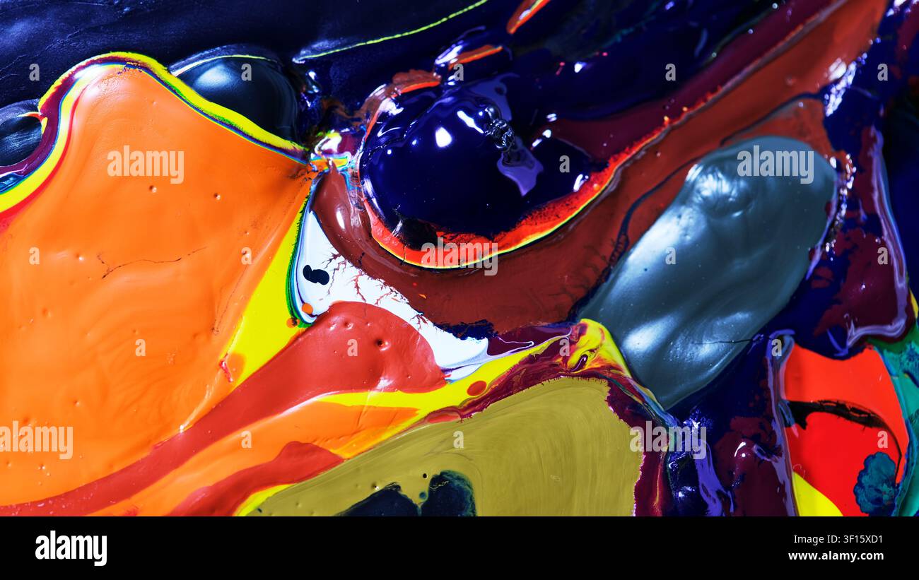 Lebendige Farben verschmelzen in einem auffälligen abstrakten Gemälde mit ausdrucksstarken Details Stockfoto