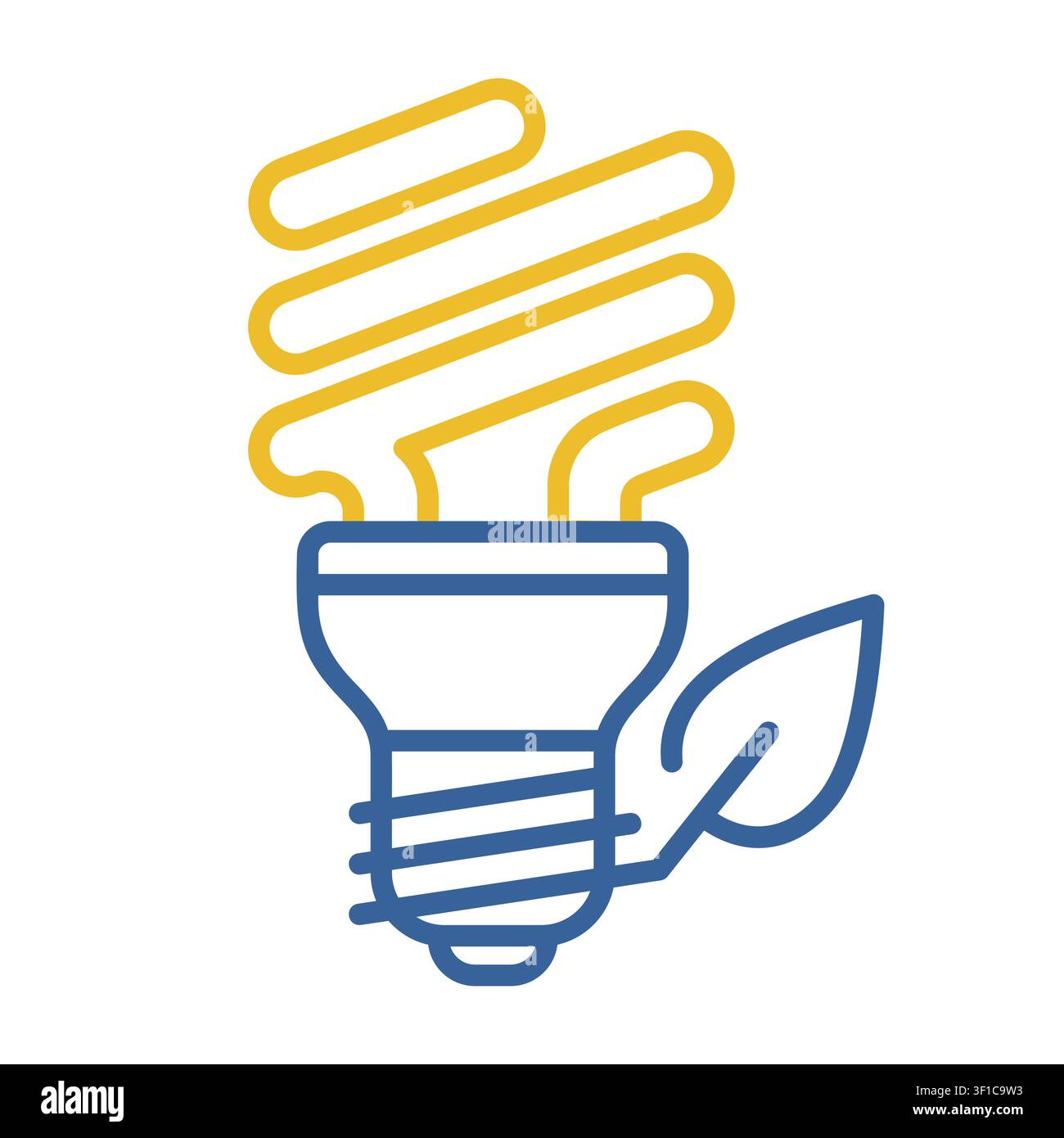 Minimalistisches Symbol für Energiesparlampen mit Blatt, geeignet für umweltfreundliche Elektrizität und Design-Konzepte für nachhaltige Technologien Stock Vektor
