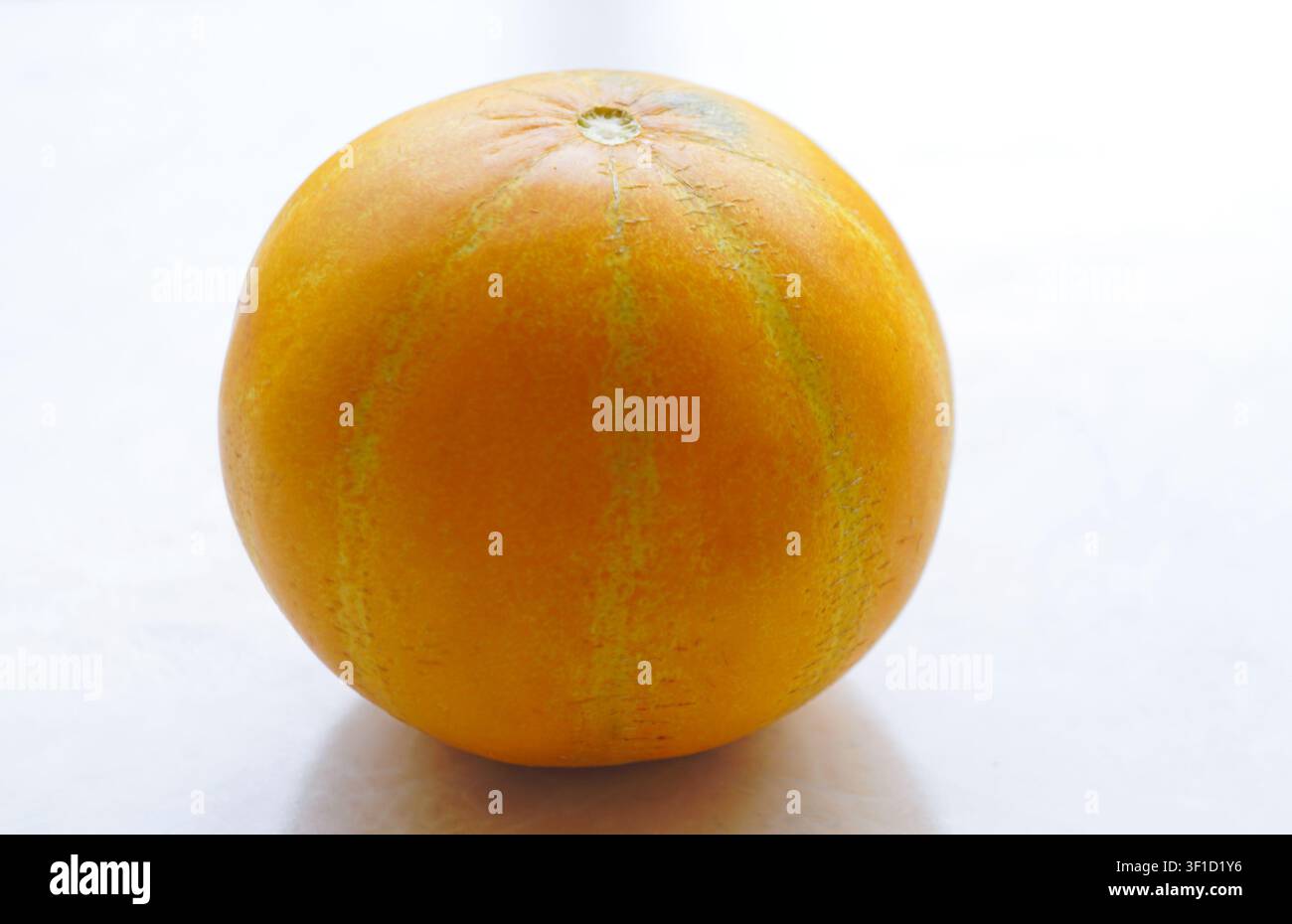 ganze gelbe runde Melone Stockfoto