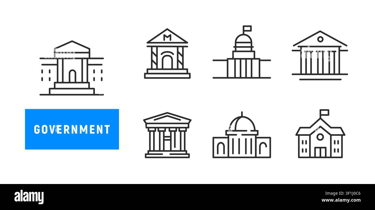 Government Icons Set Stock Vektor