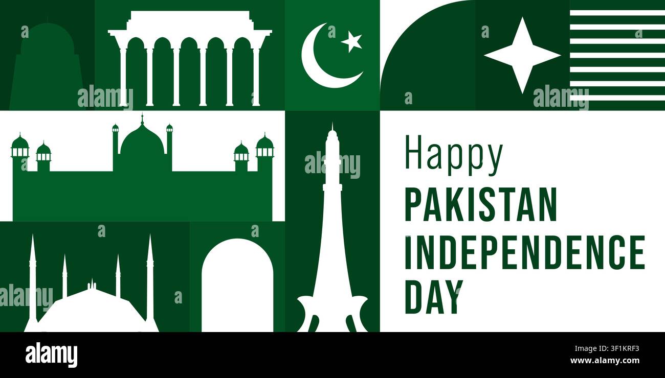 Pakistan Unabhängigkeitstag Landschafts-Banner-Vorlage Stock Vektor