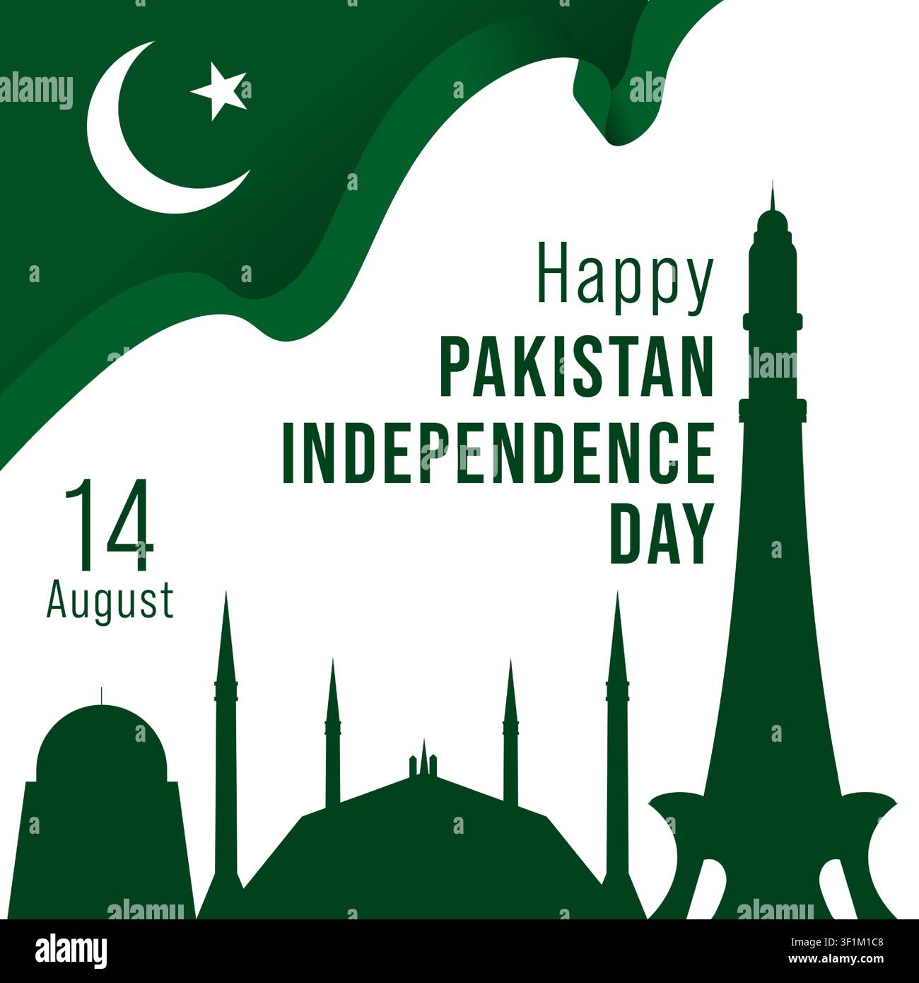 Pakistan Unabhängigkeitstag Social Media Post-Vorlage Stock Vektor