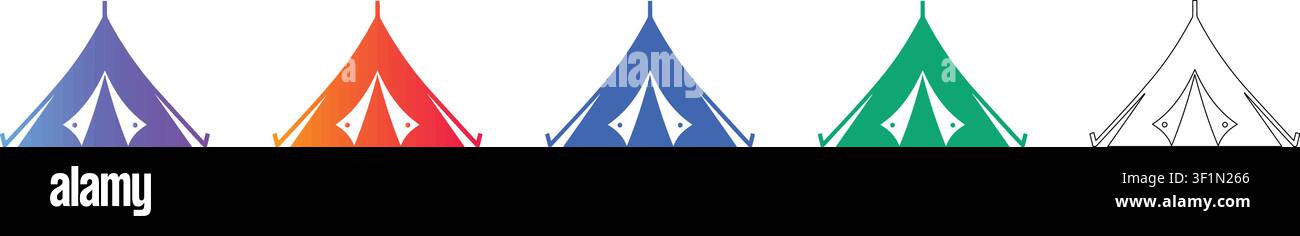 Campingzelt-Symbole für Outdoor-Abenteuer-Grafiken Band 30954 Stock Vektor