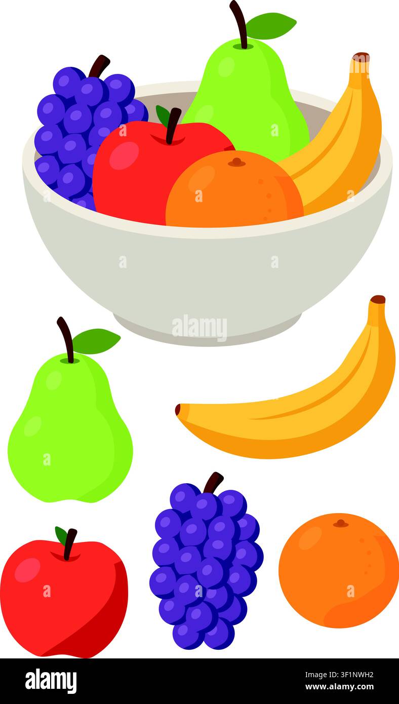 Teller mit verschiedenen frischen Früchten Illustration Stock Vektor
