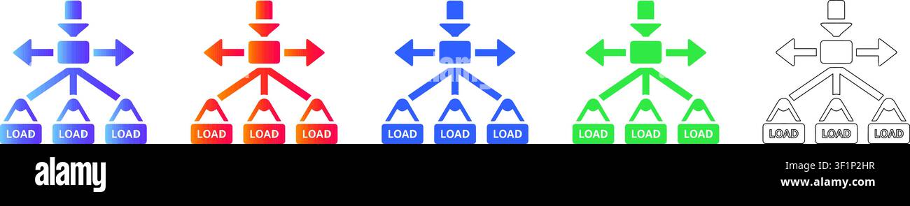 Load Balancing Verteilung Symbol-Set vol 33961 Stock Vektor