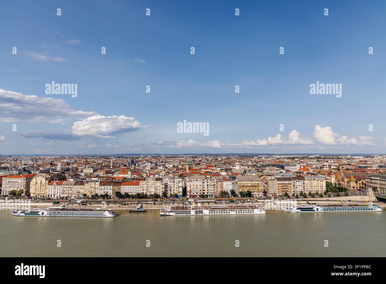 Flusskreuzfahrtschiffe auf der Donau, Budapest, Ungarn Stockfoto
