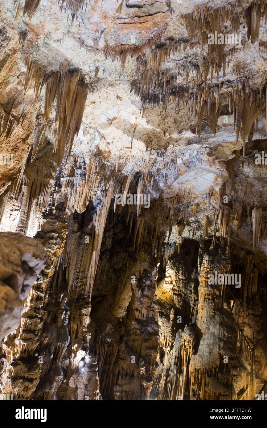 Bild der Höhle Grotte des Demoiselles im Inneren beleuchtet Stockfoto