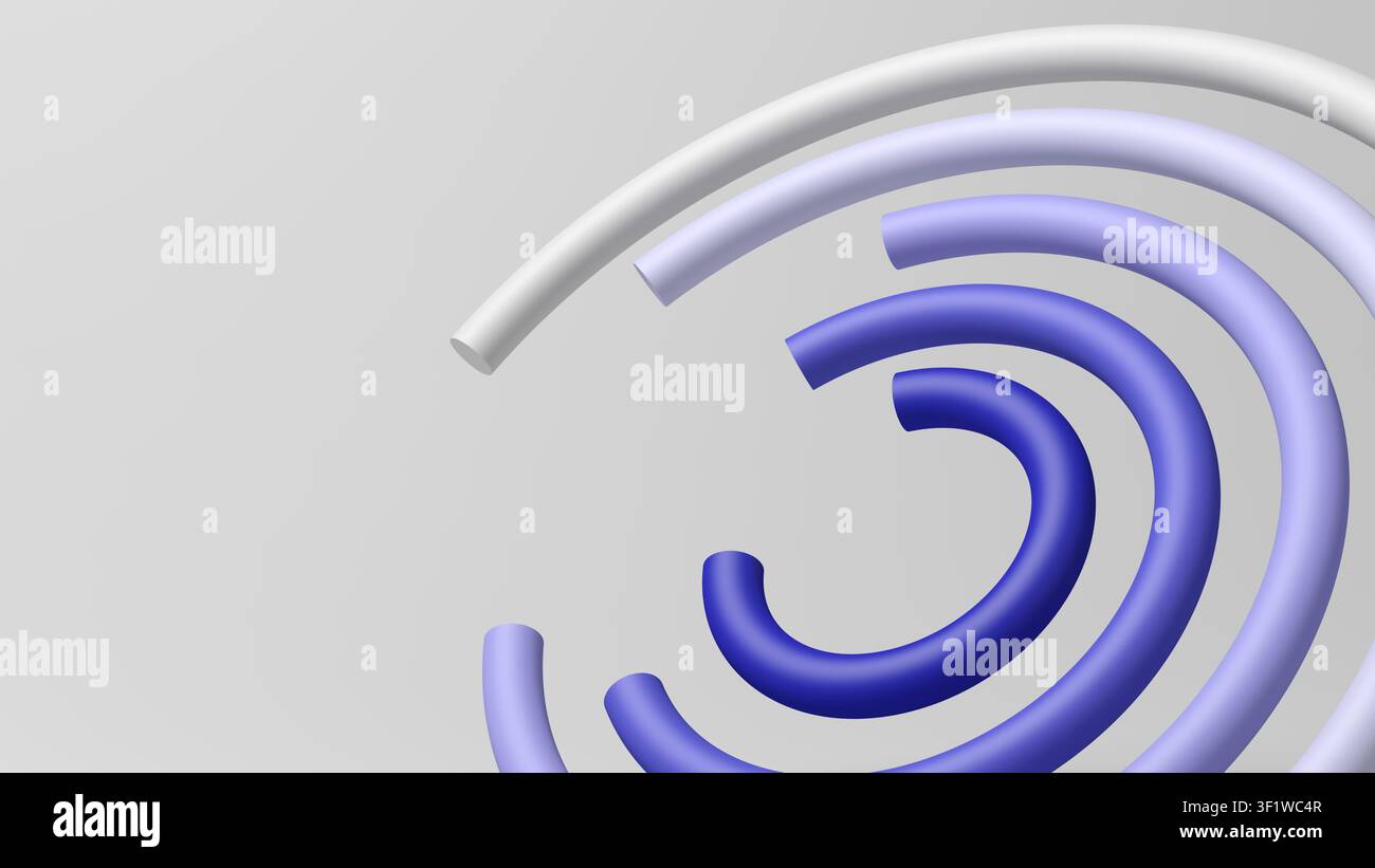 Abstrakte Kreise. Blau und Violett. Big Data. Zukunftstechnologie-Konzept. Geometrisch. 3D-Illustration. Stockfoto