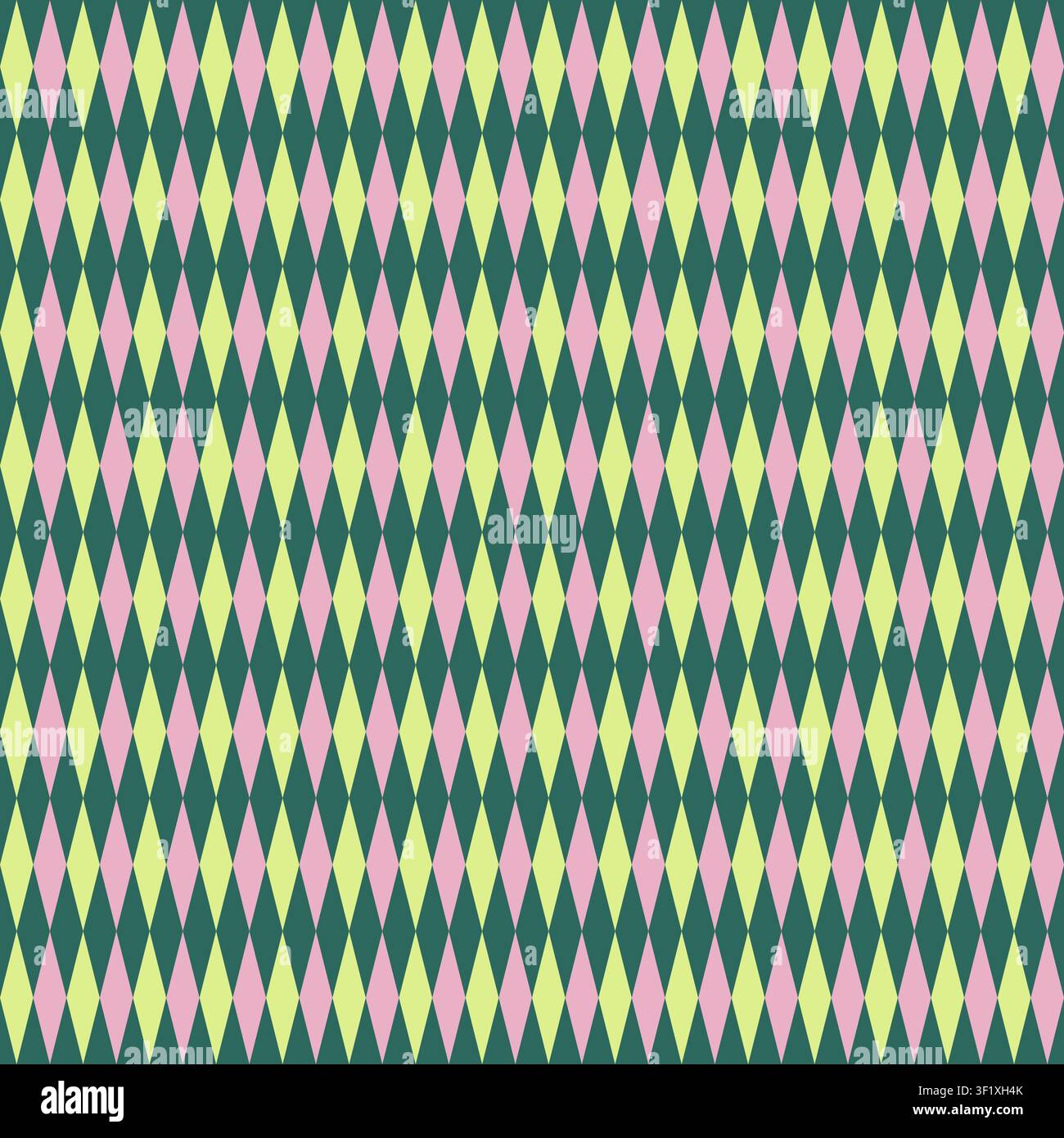 Modernes geometrisches Harlequin-Diamant-Muster ohne Ende mit Neonrosa und Pastell-Lime gedämpften Farben. Stockfoto
