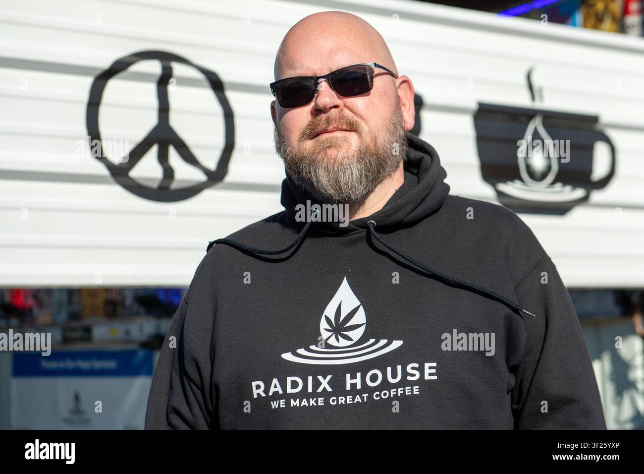 Porträt von Radix House Coffee Gründer & CEO Roger Pilney, Austin, Texas, 29. Januar 2026. (Foto von John Anderson) Stockfoto